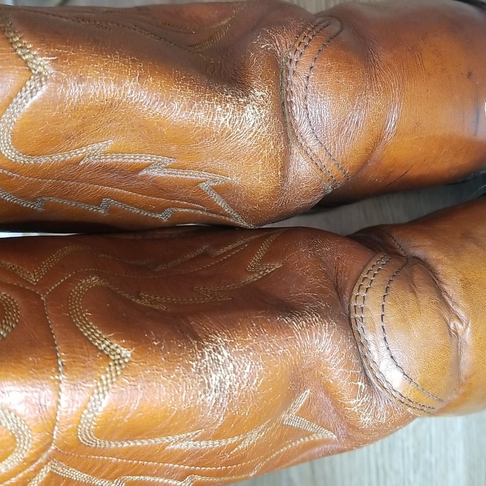 Miller Stockman Mens Cognac Cowboy Boots Size 7 1/2 - Picture 8 of 12